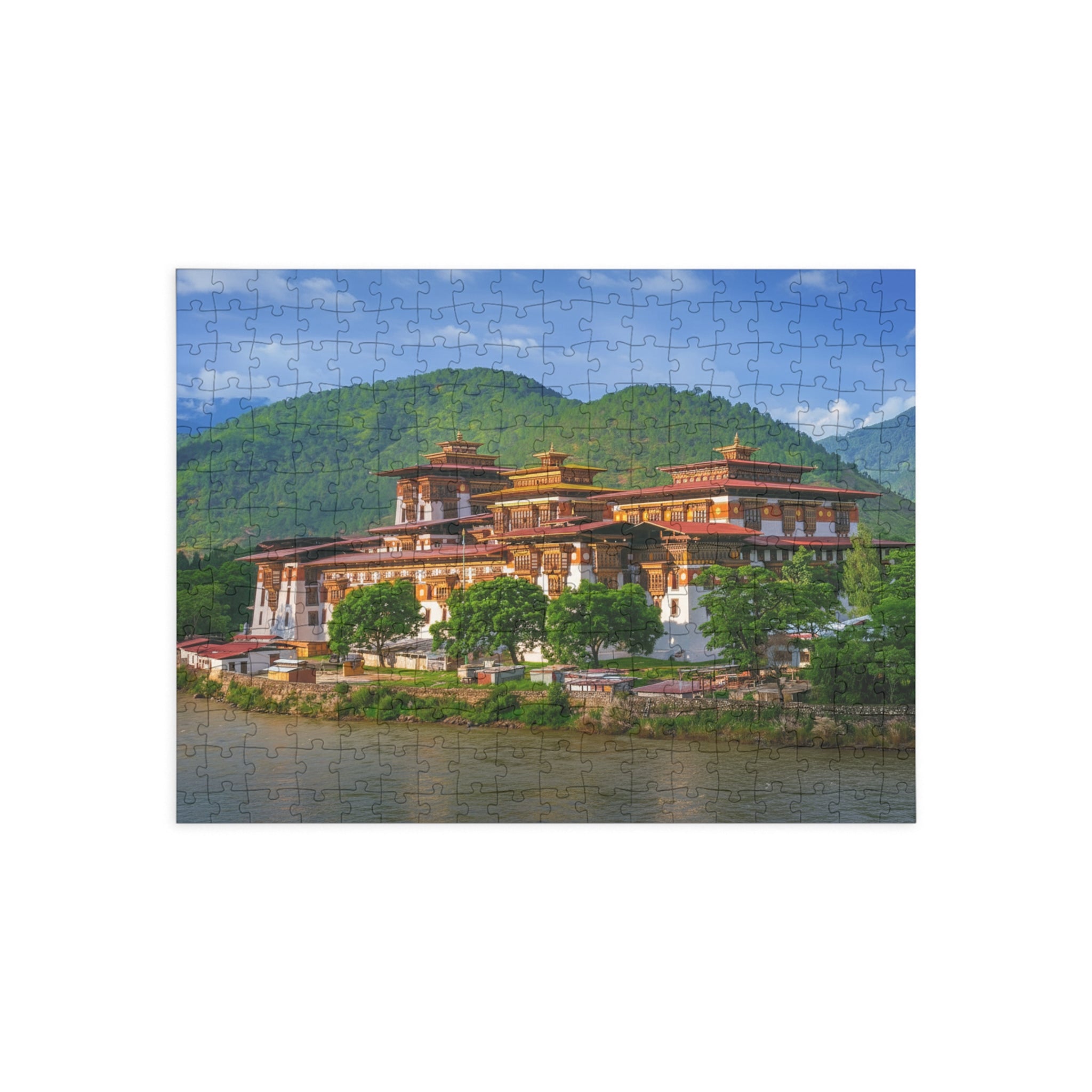 Bhutan Fortress Riverfront Puzzle — Scenic Dzong Landmark Jigsaw (96–1000 pcs)