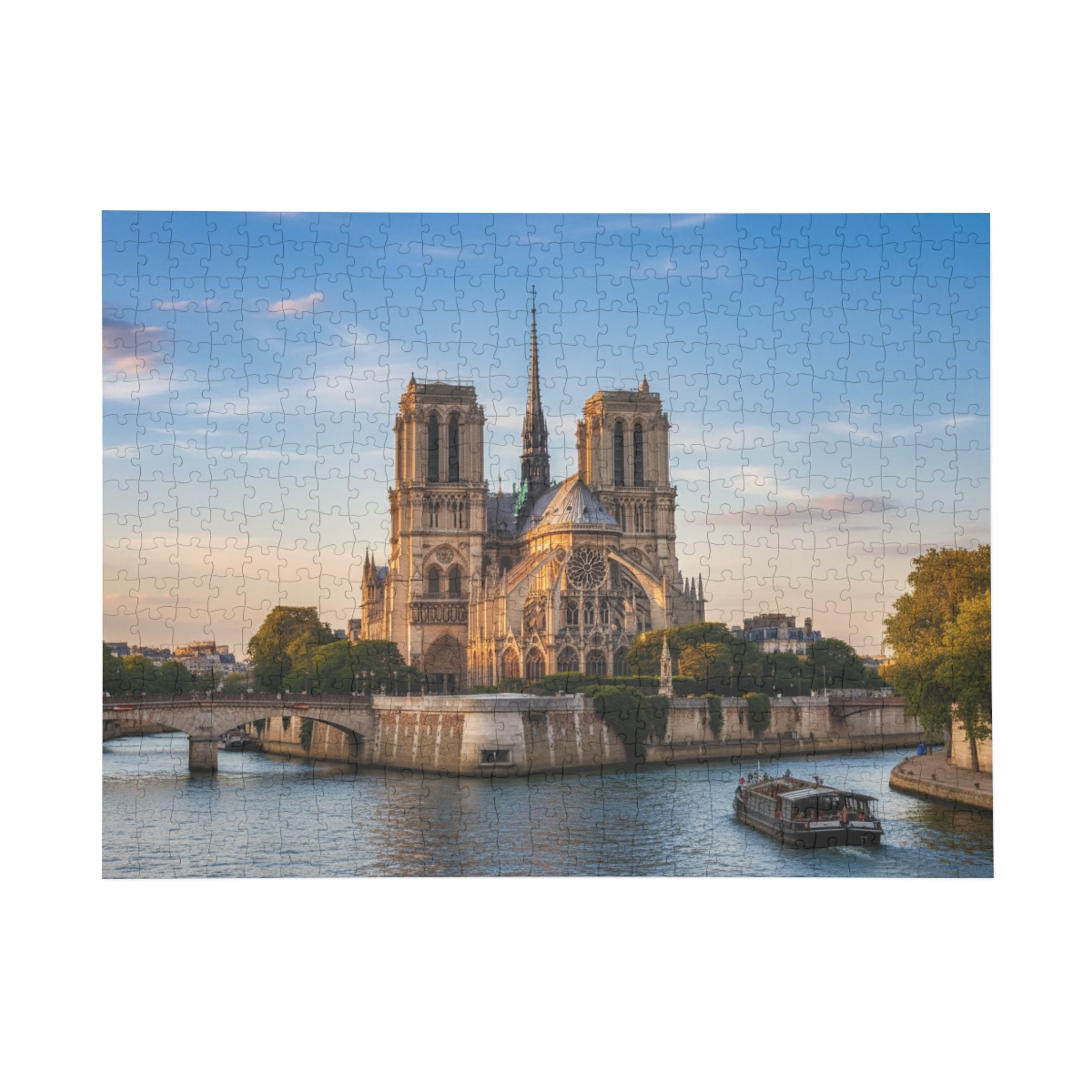 Notre Dame Cathedral Paris Jigsaw Puzzle — Scenic Riverfront Landmark Puzzle (96/252/500/1000 pcs)