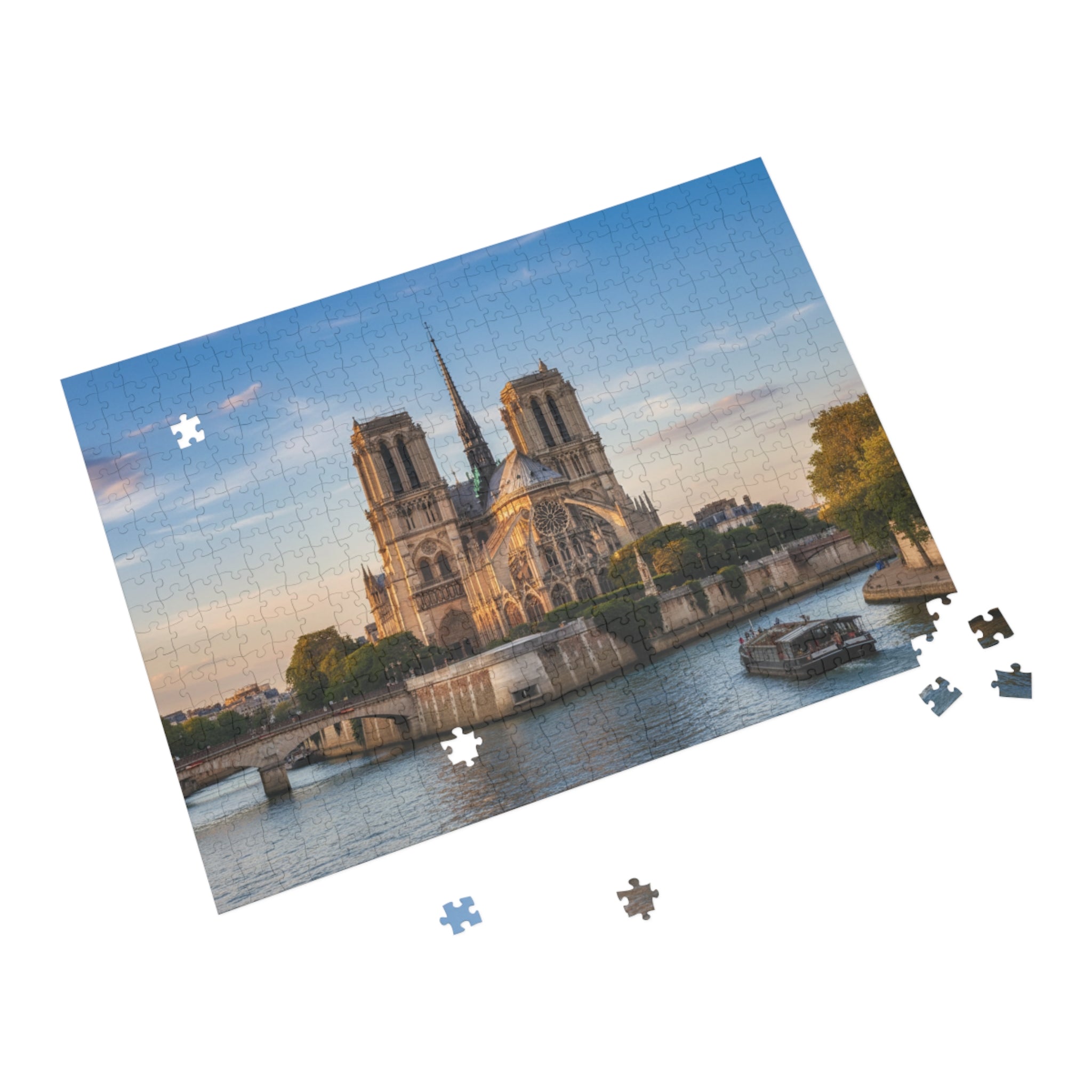 Notre Dame Cathedral Paris Jigsaw Puzzle — Scenic Riverfront Landmark Puzzle (96/252/500/1000 pcs)
