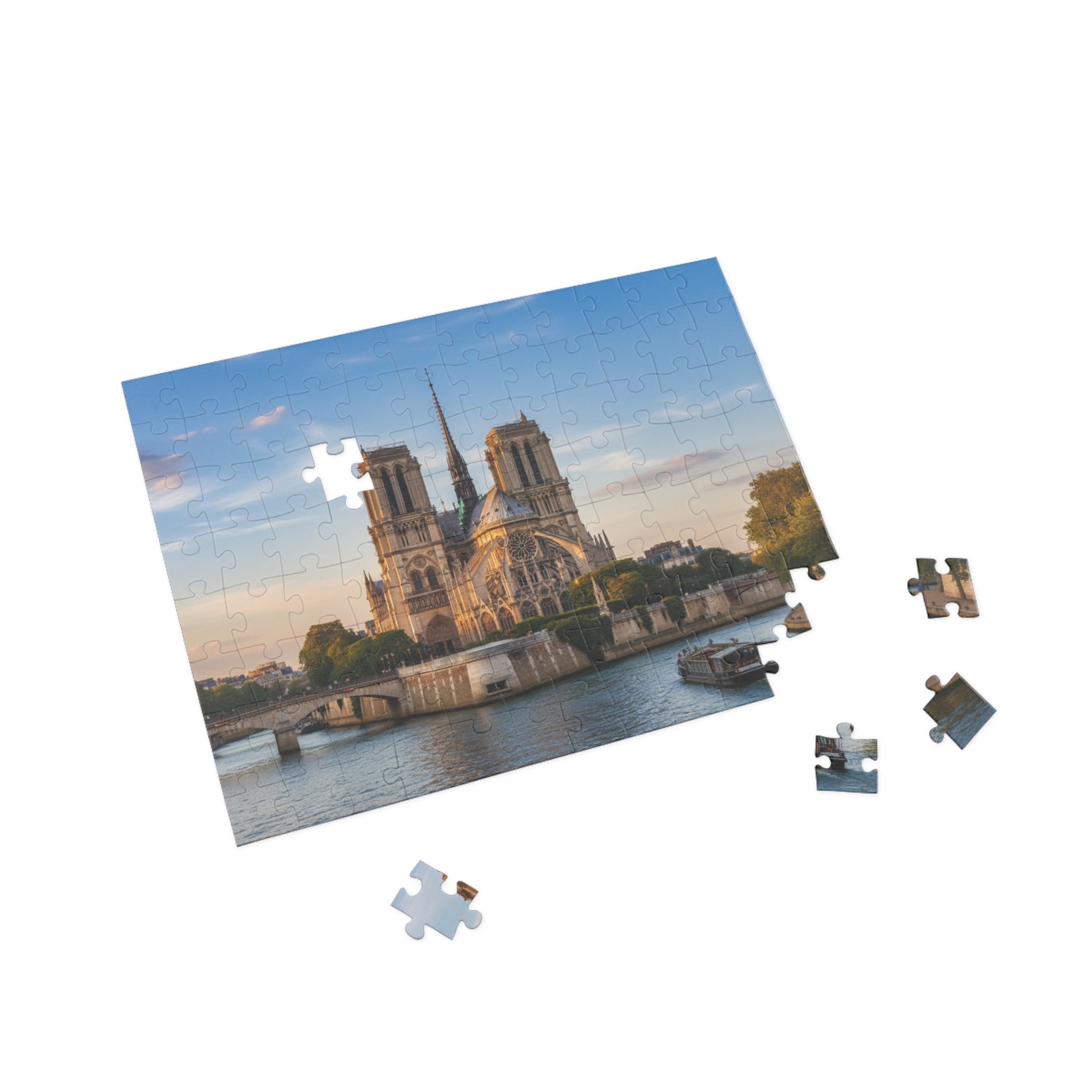 Notre Dame Cathedral Paris Jigsaw Puzzle — Scenic Riverfront Landmark Puzzle (96/252/500/1000 pcs)