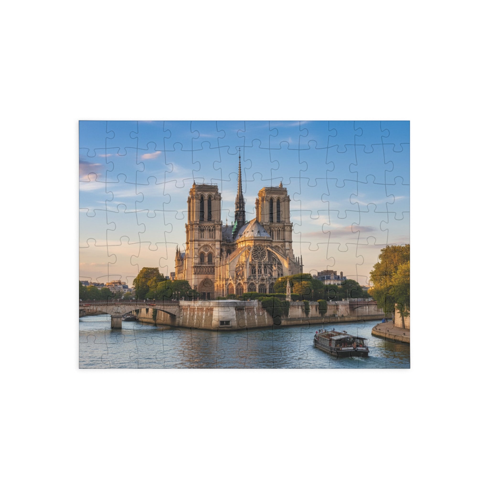 Notre Dame Cathedral Paris Jigsaw Puzzle — Scenic Riverfront Landmark Puzzle (96/252/500/1000 pcs)