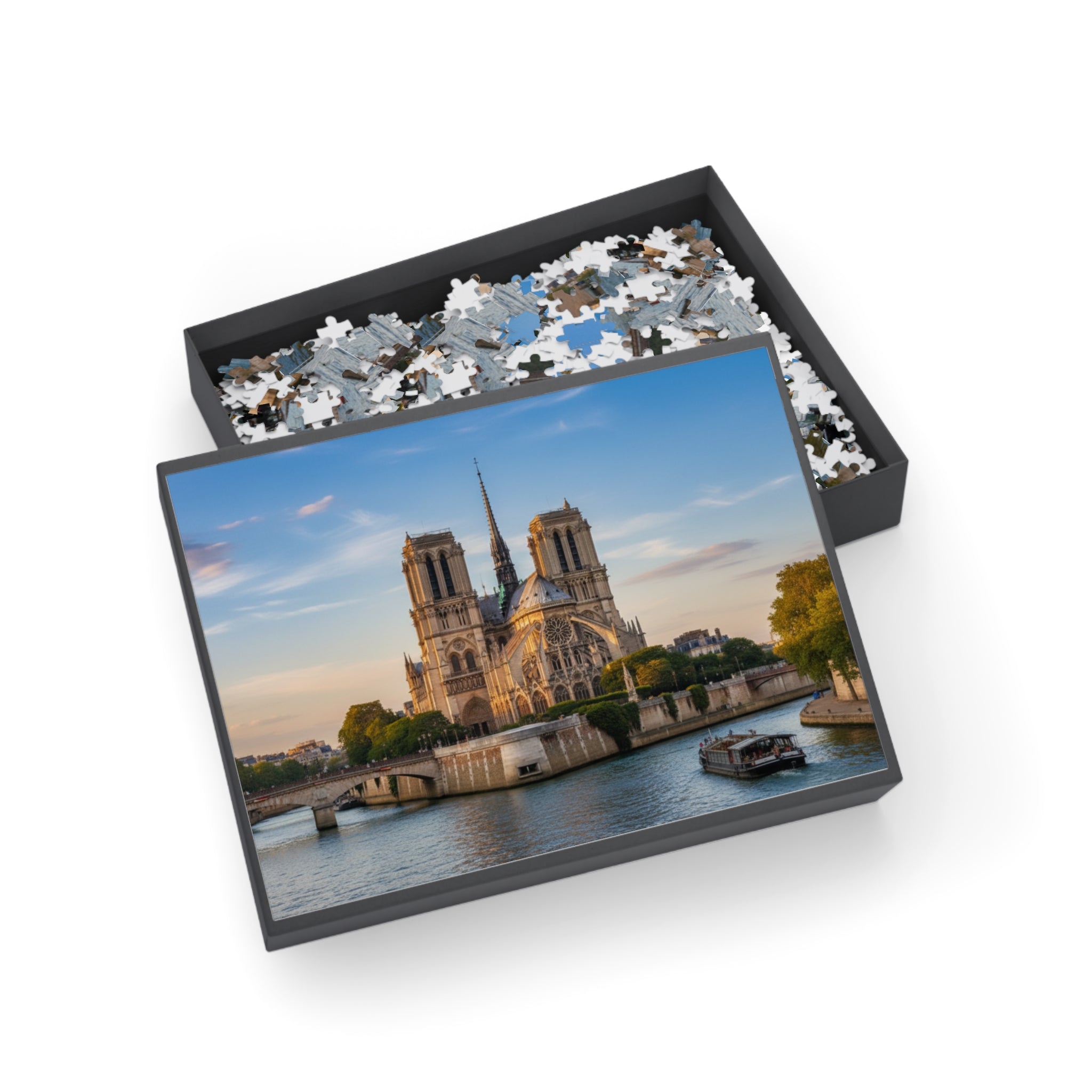 Notre Dame Cathedral Paris Jigsaw Puzzle — Scenic Riverfront Landmark Puzzle (96/252/500/1000 pcs)