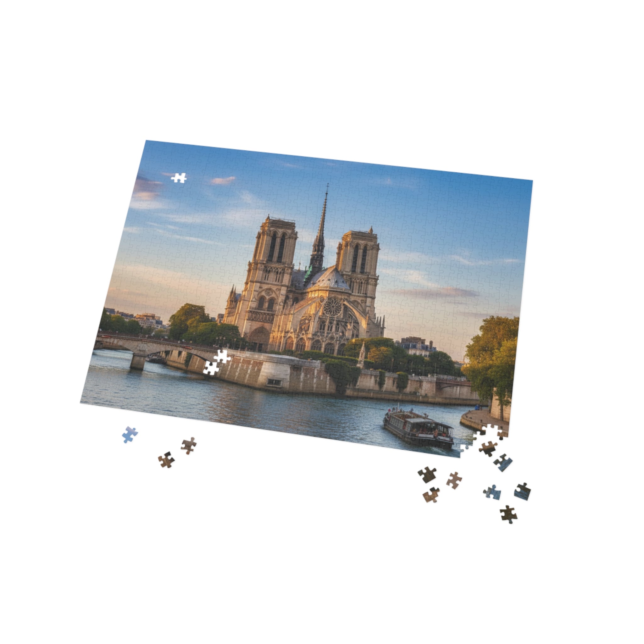 Notre Dame Cathedral Paris Jigsaw Puzzle — Scenic Riverfront Landmark Puzzle (96/252/500/1000 pcs)